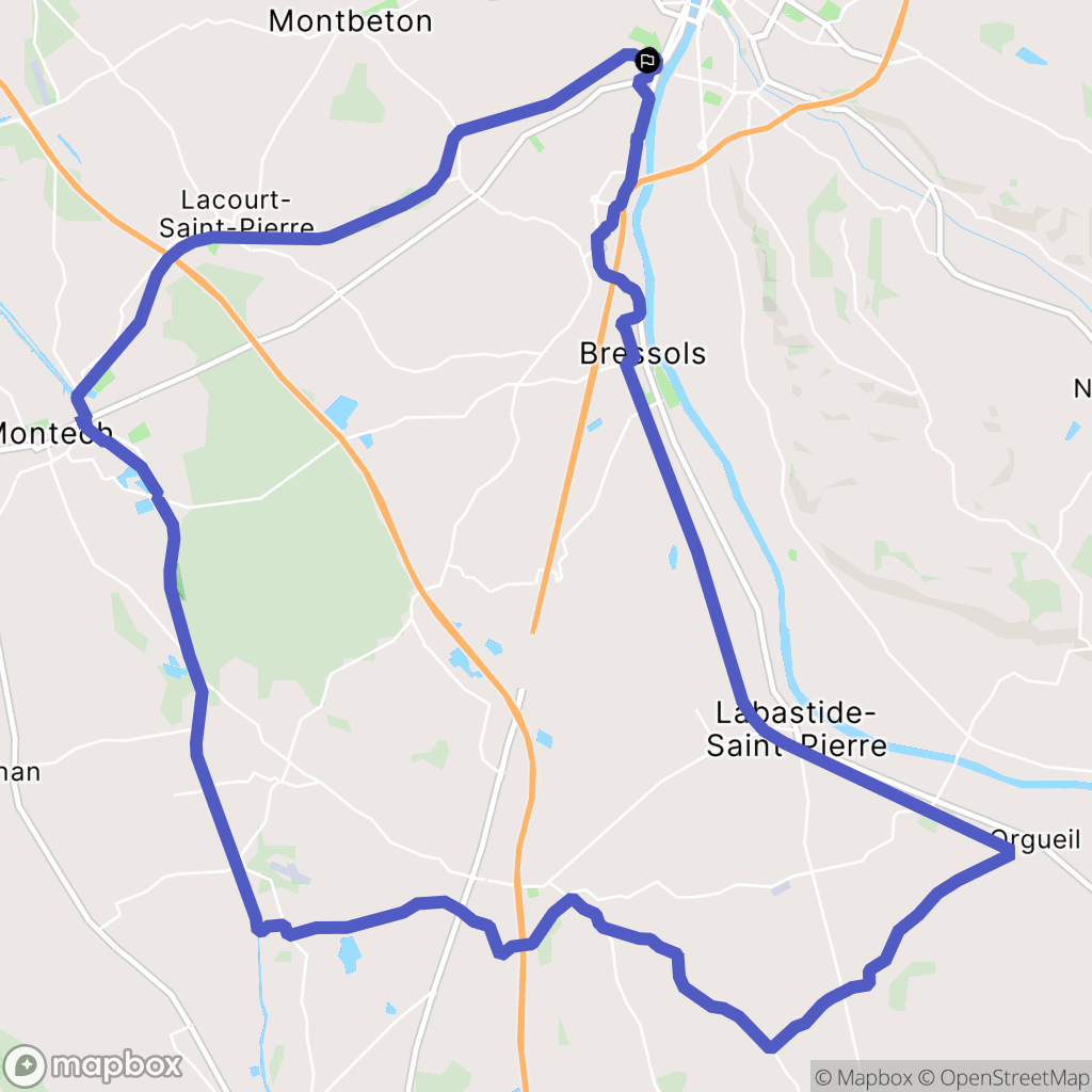 Montauban : carte du parcours de randonnée - France