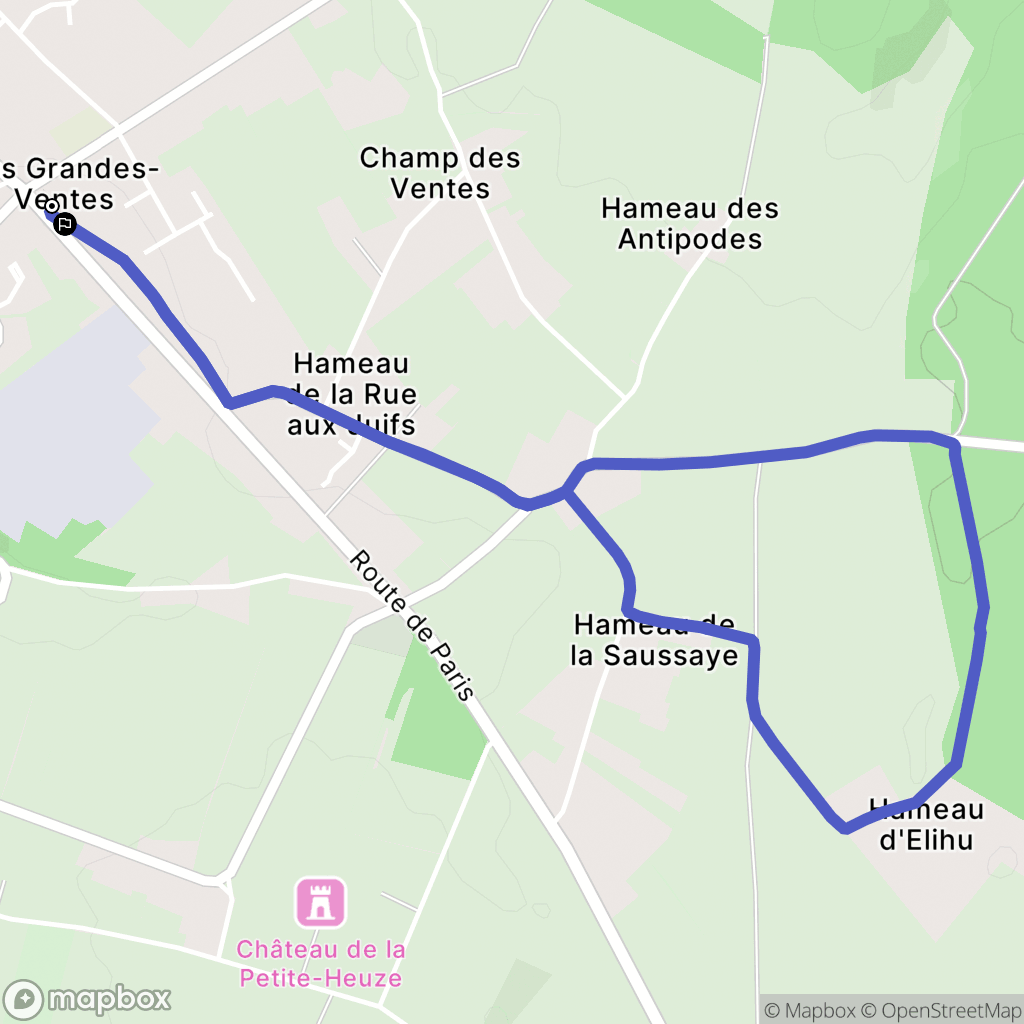 Les Grandes-Ventes : carte du parcours de randonnée - France
