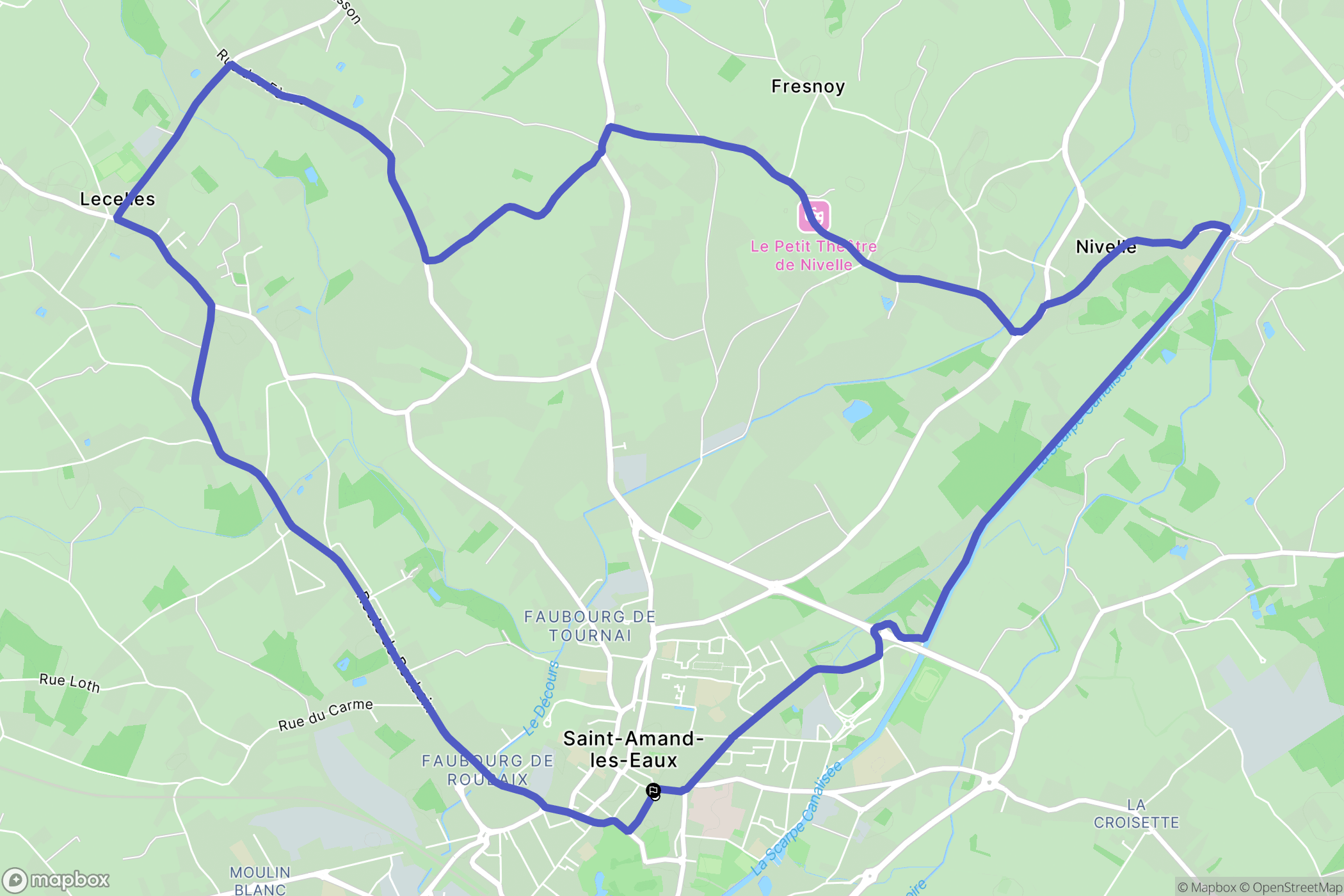 Saint-Amand-les-Eaux : carte du parcours de randonnée - France