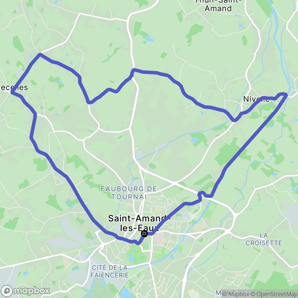 Saint-Amand-les-Eaux : carte du parcours de randonnée - France