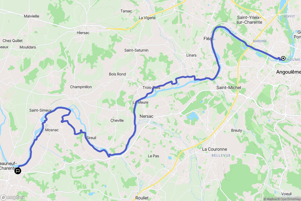 Angoulême : carte du parcours de randonnée - France