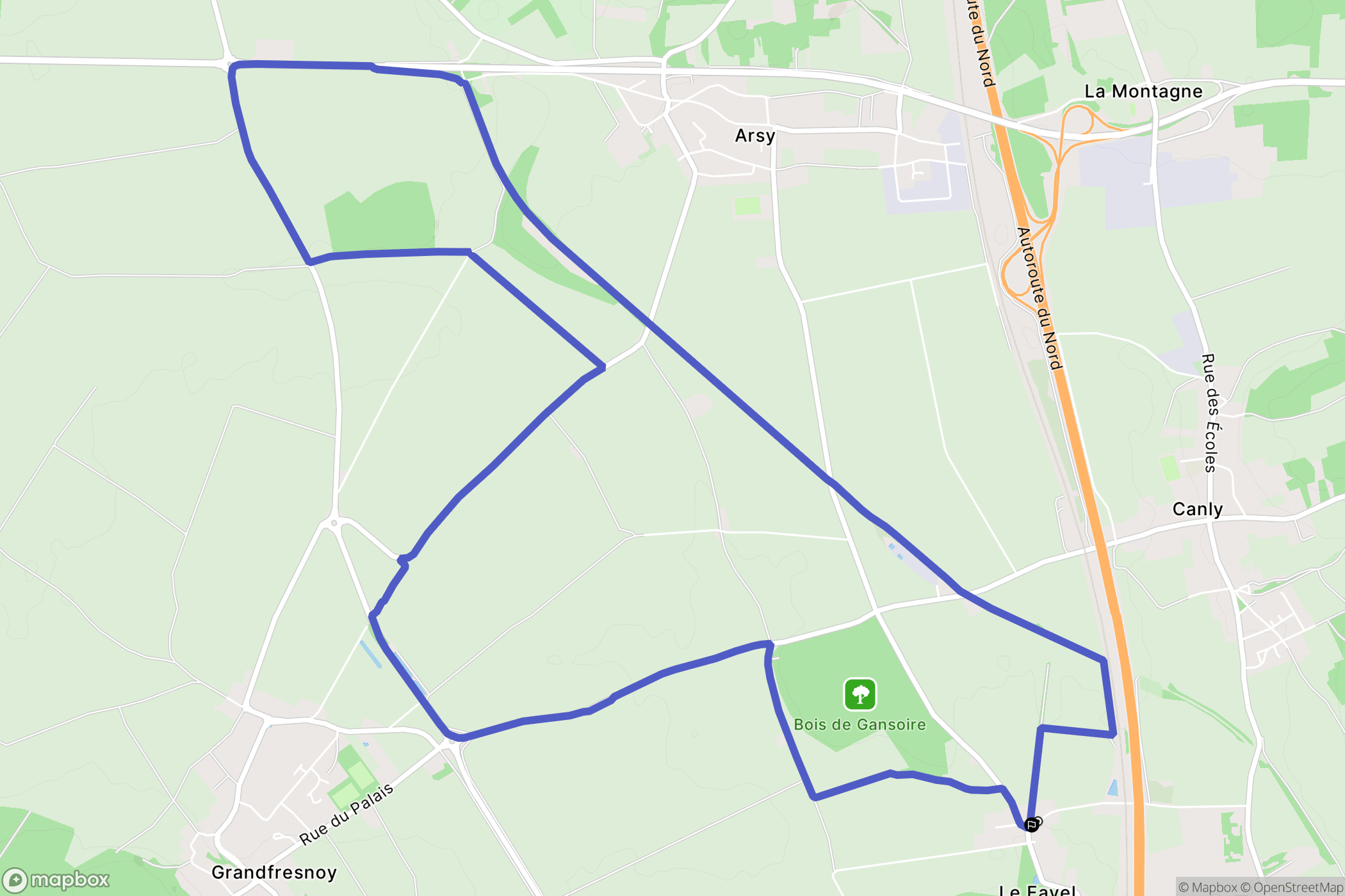 Le Fayel : carte du parcours de randonnée - France