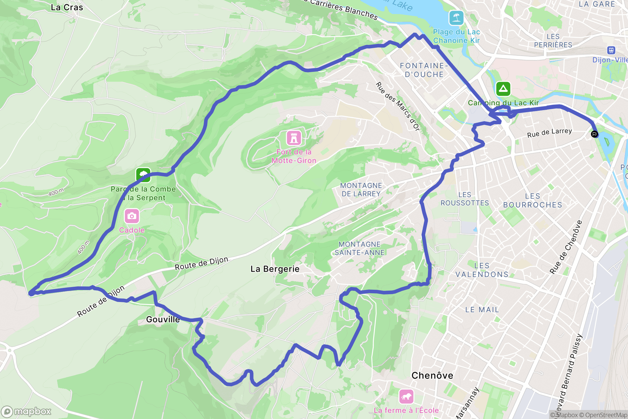 Dijon : carte du parcours de randonnée - France