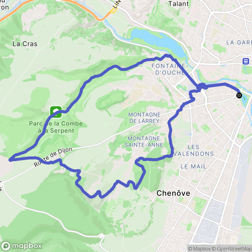 Dijon : carte du parcours de randonnée - France