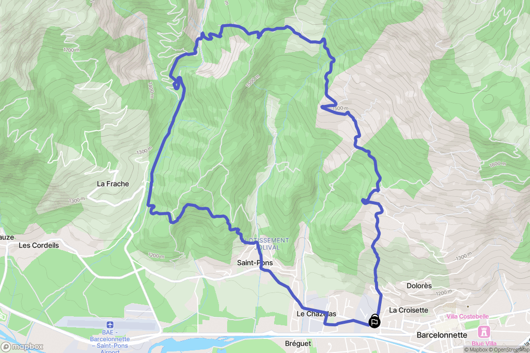 Barcelonnette : carte du parcours de randonnée - France