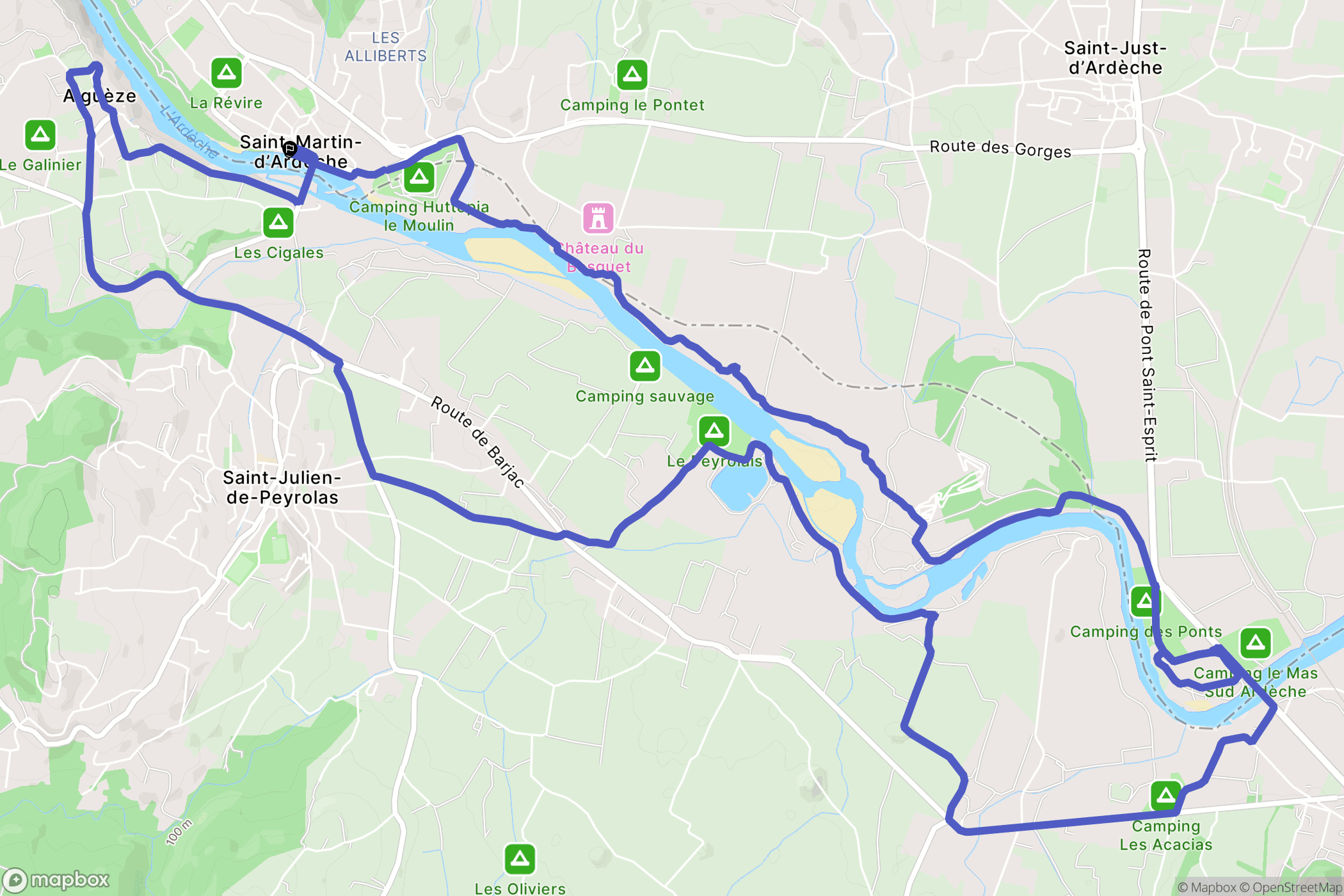 Saint-Martin-d'Ardèche : carte du parcours de randonnée - France