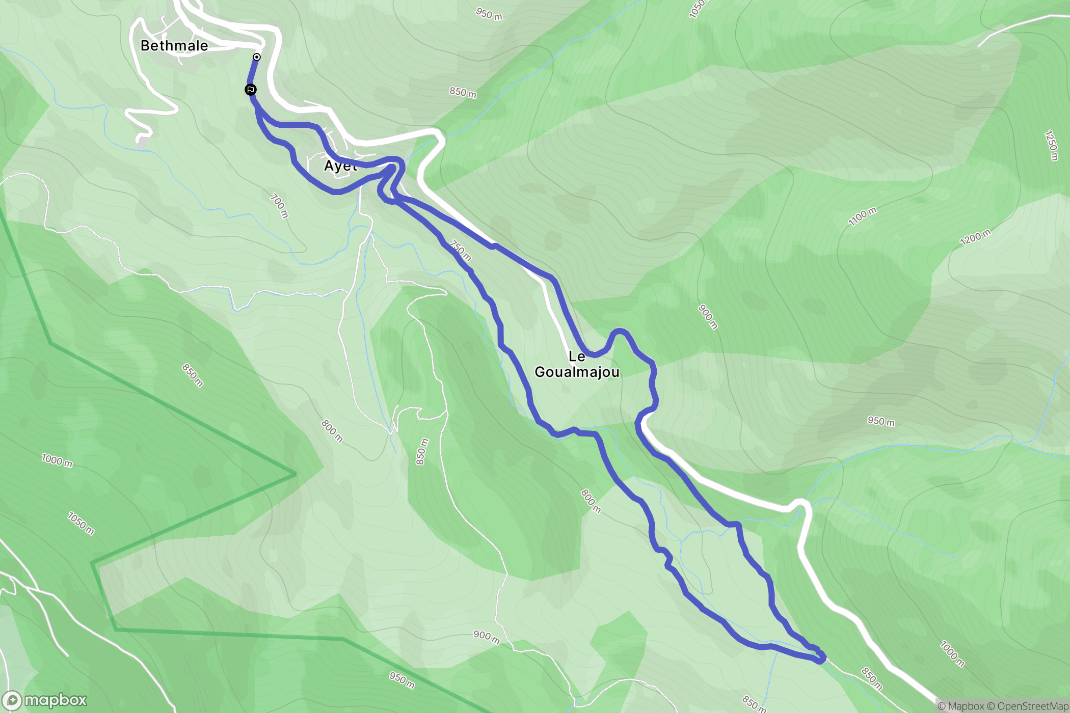 Bethmale : carte du parcours de randonnée - France