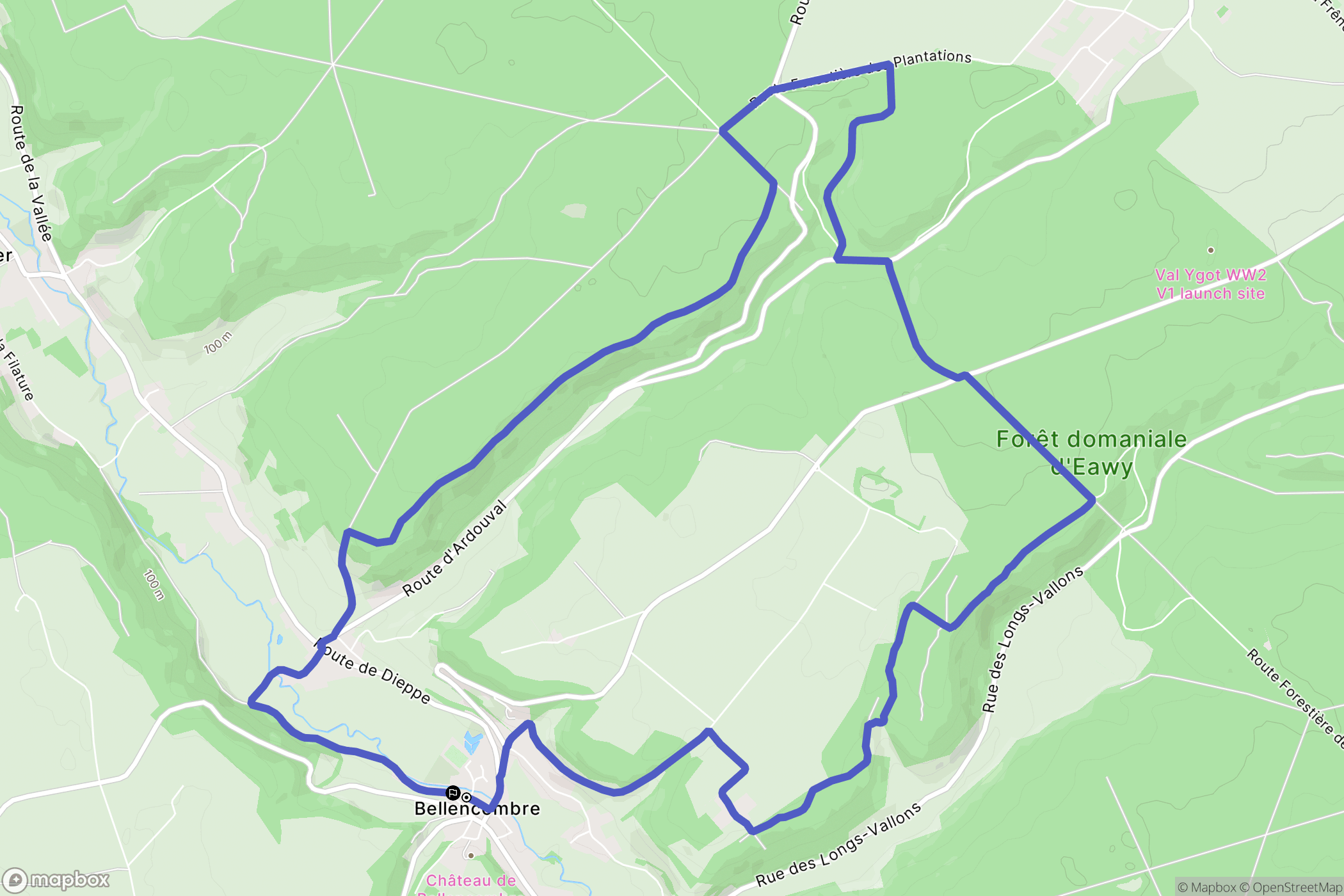 Bellencombre : carte du parcours de randonnée - France