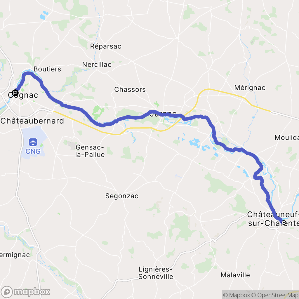 Châteauneuf-sur-Charente : carte du parcours de randonnée - France