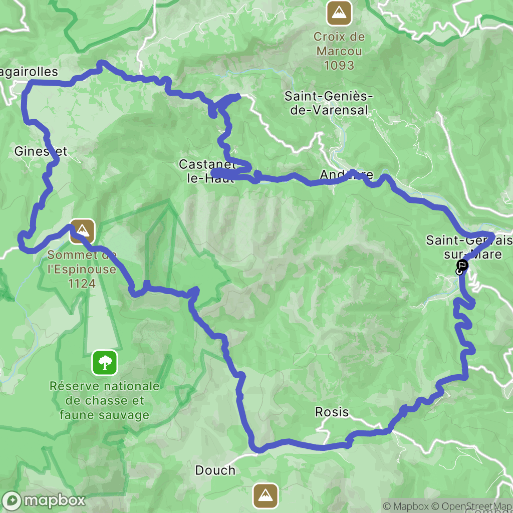 Saint-Gervais-sur-Mare : carte du parcours de randonnée - France