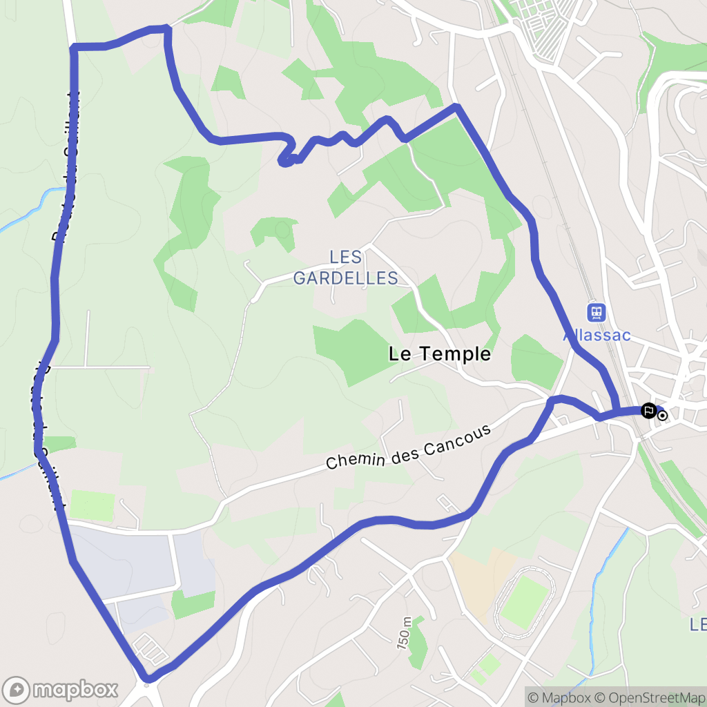 Allassac : carte du parcours de randonnée - France