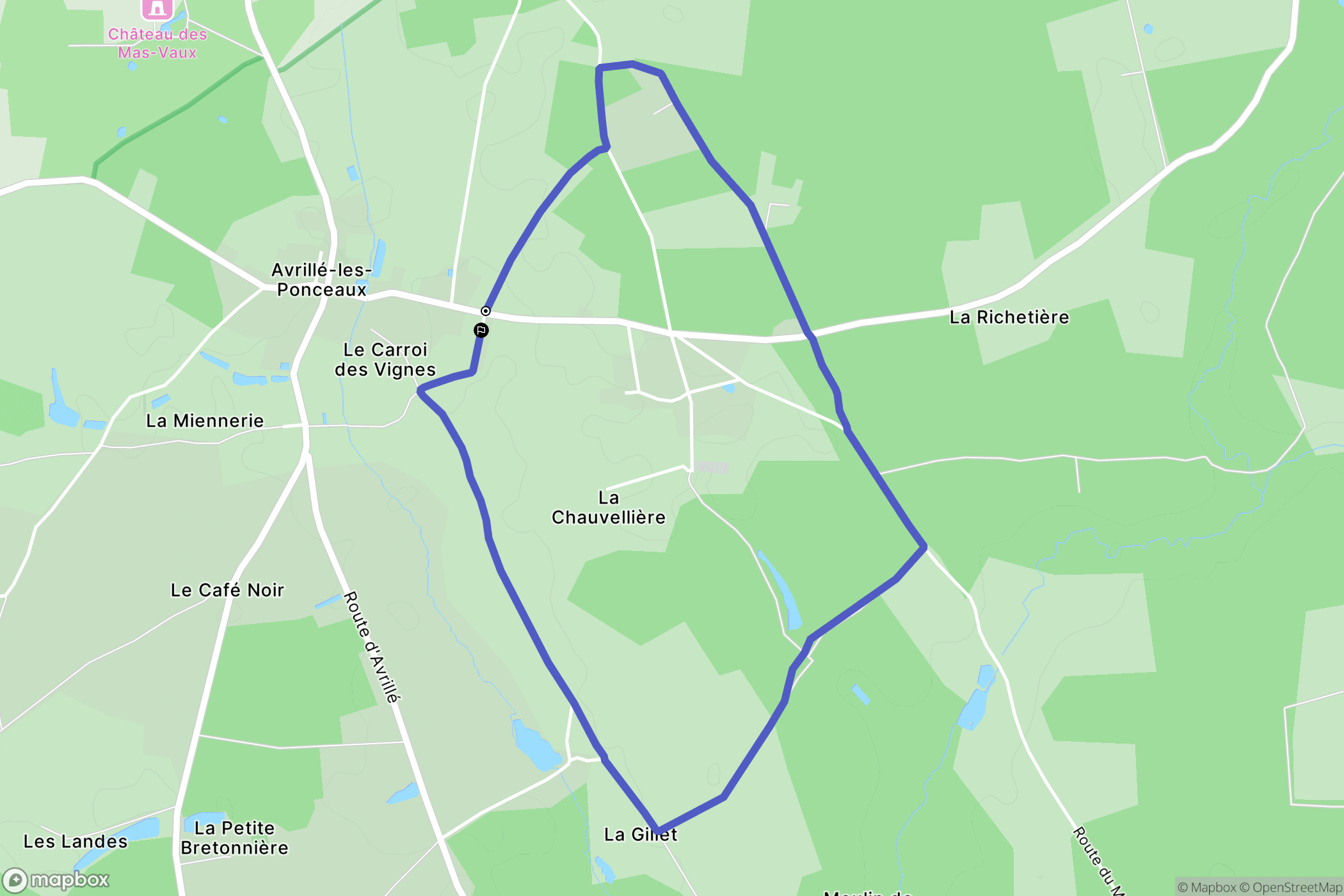 Avrillé-les-Ponceaux : carte du parcours de randonnée - France