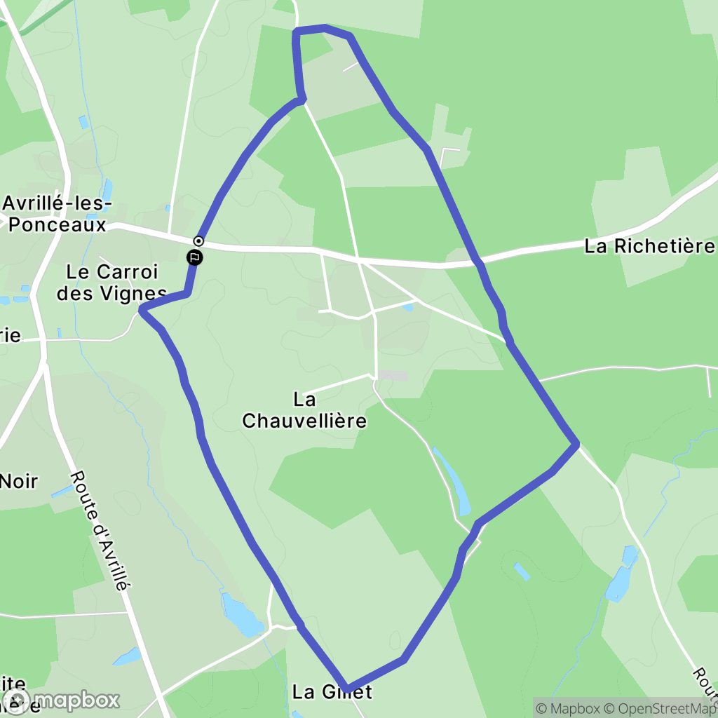 Avrillé-les-Ponceaux : carte du parcours de randonnée - France