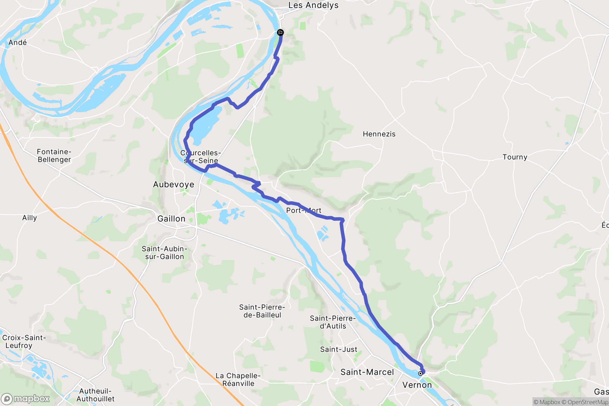 Vernon : carte du parcours de randonnée - France