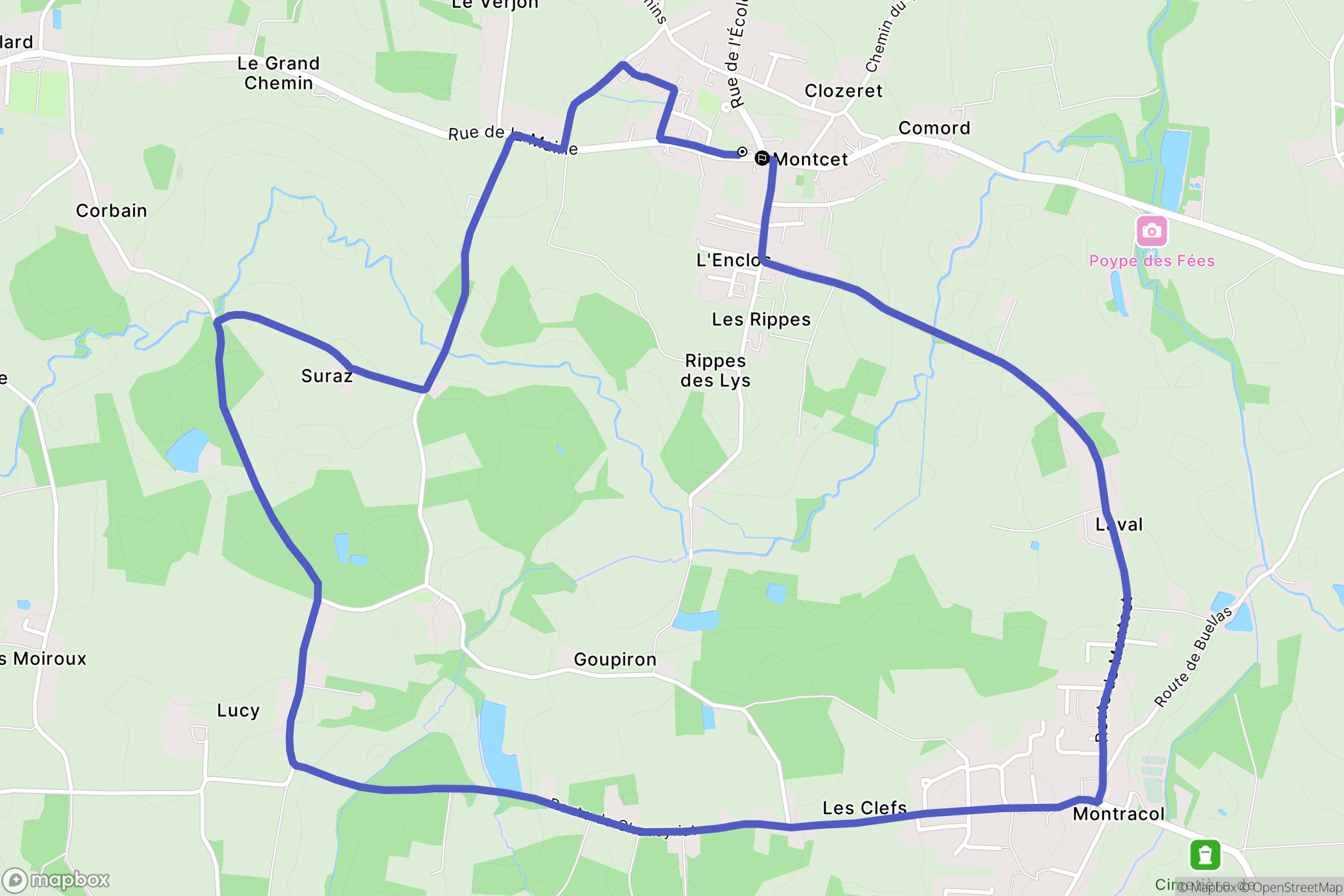 Montcet : carte du parcours de randonnée - France