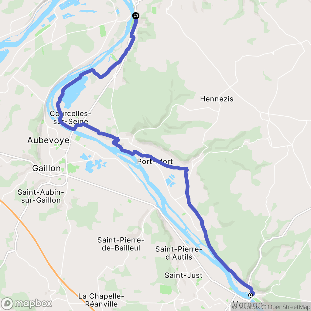 Vernon : carte du parcours de randonnée - France