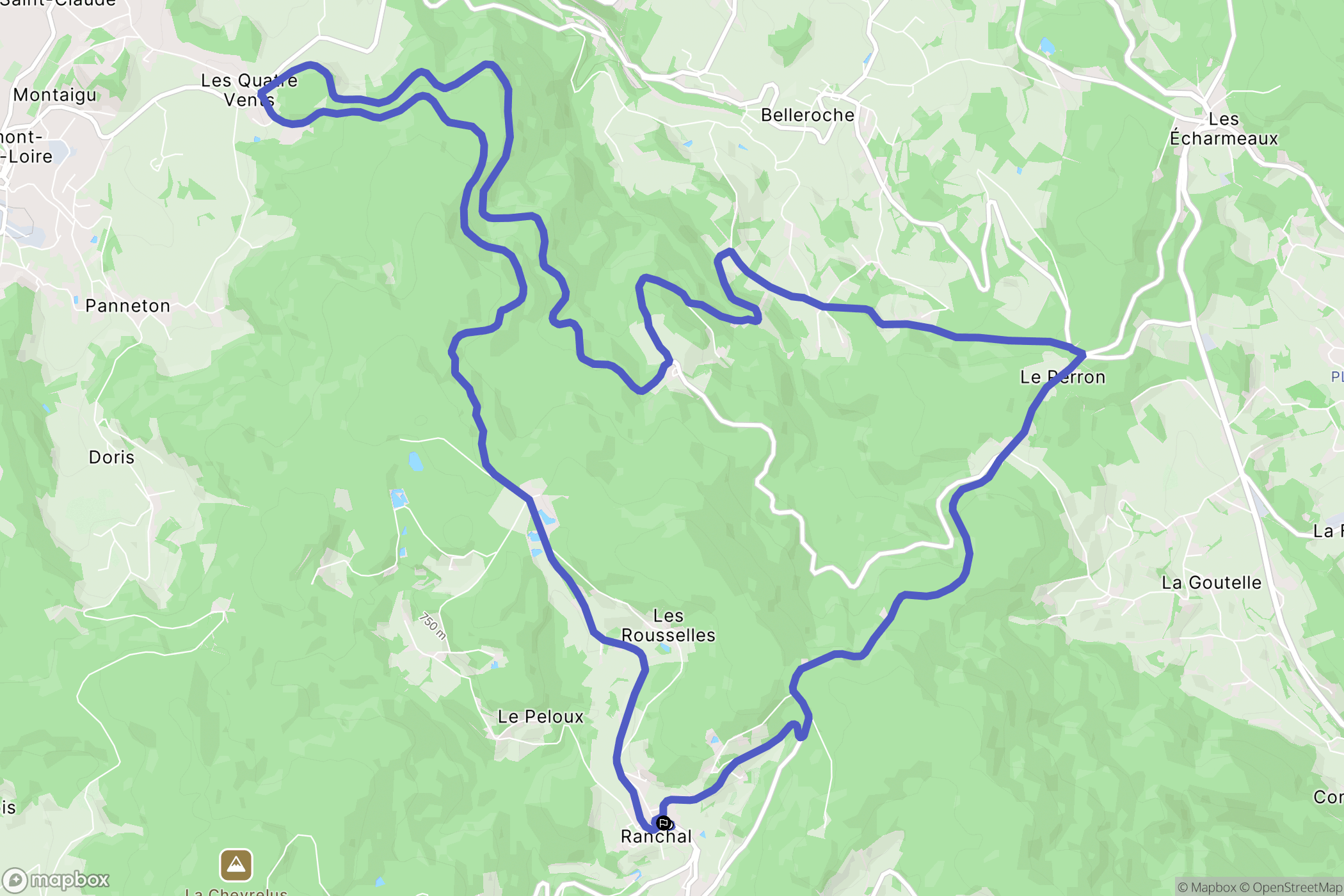 Ranchal : carte du parcours de randonnée - France