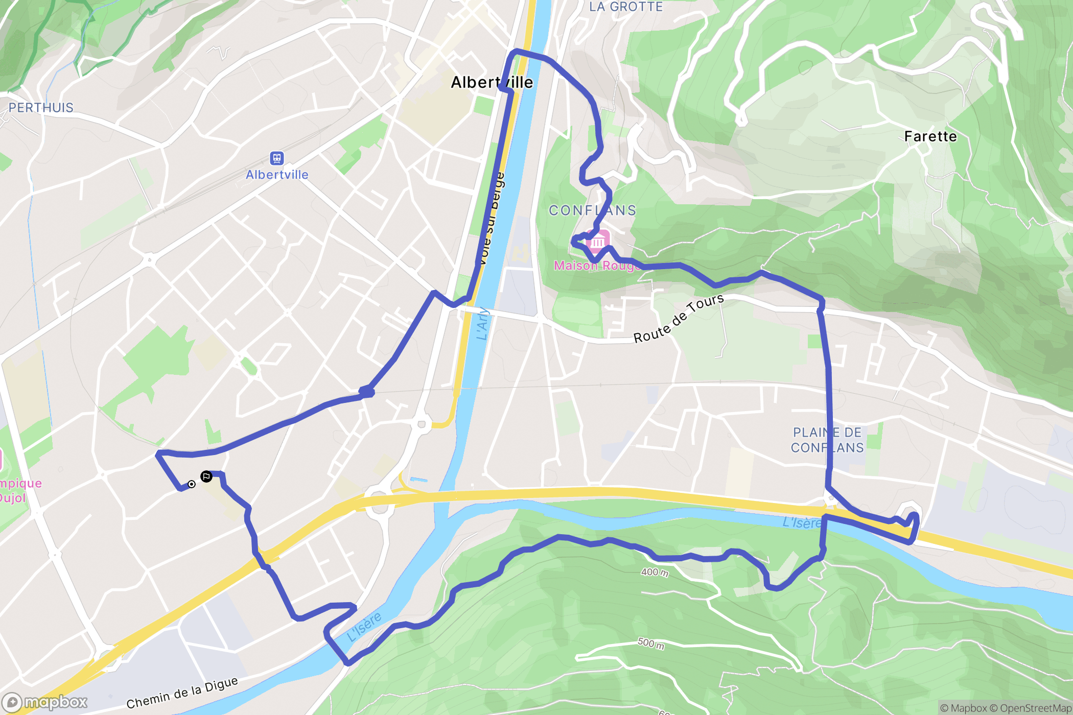 Albertville : carte du parcours de randonnée - France