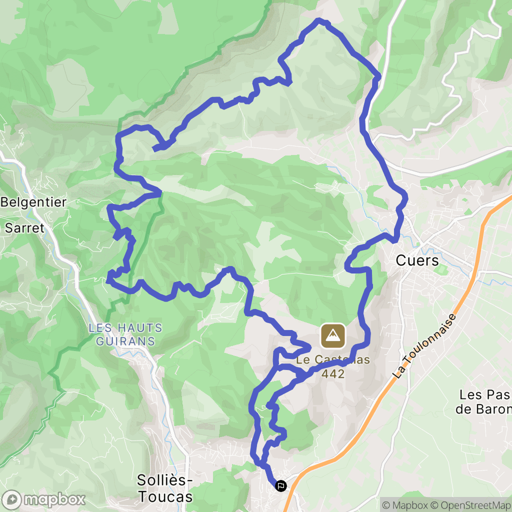Solliès-Pont : carte du parcours de randonnée - France