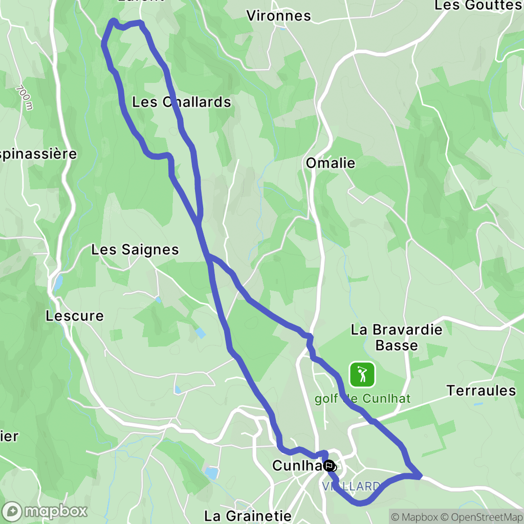 Cunlhat : carte du parcours de randonnée - France