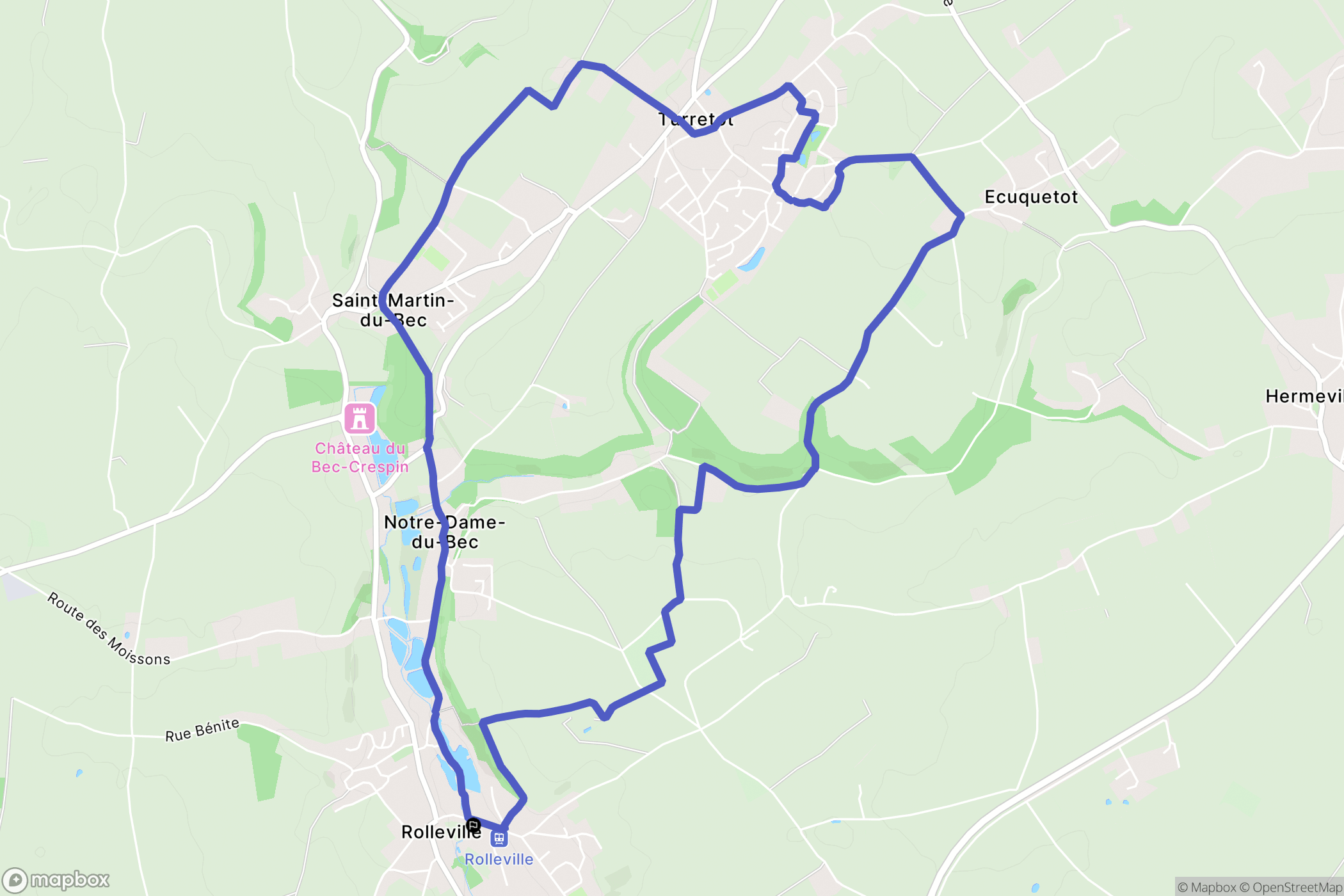 Rolleville : carte du parcours de randonnée - France