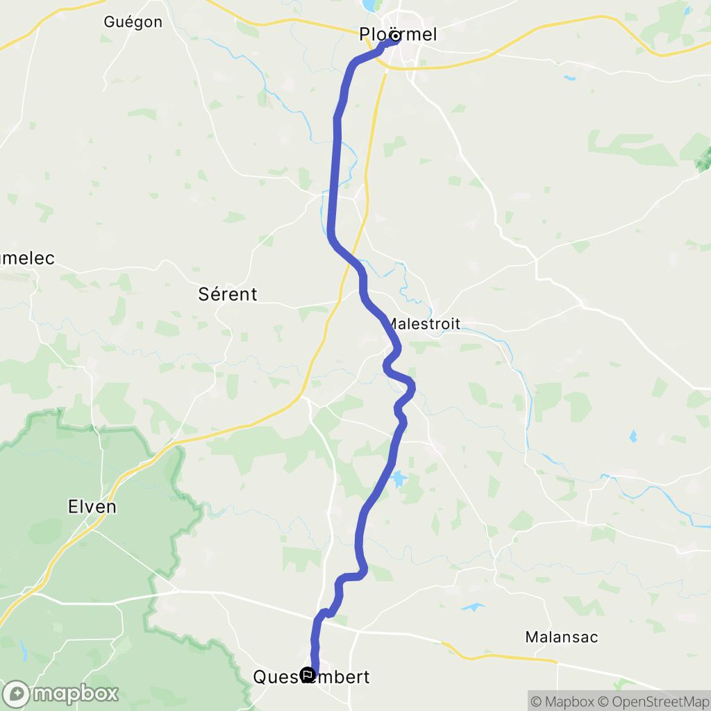 Ploërmel : carte du parcours de randonnée - France