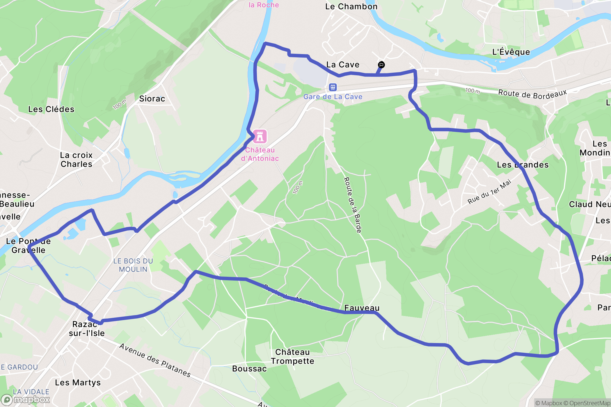 Marsac-sur-l'Isle : carte du parcours de randonnée - France