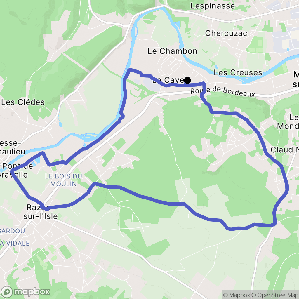 Marsac-sur-l'Isle : carte du parcours de randonnée - France