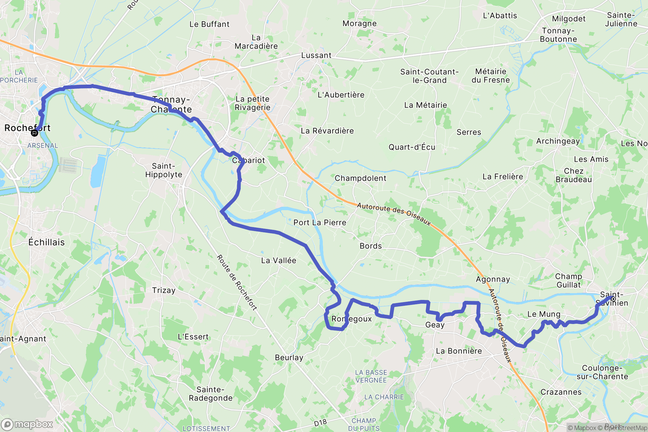 Saint-Savinien : carte du parcours de randonnée - France