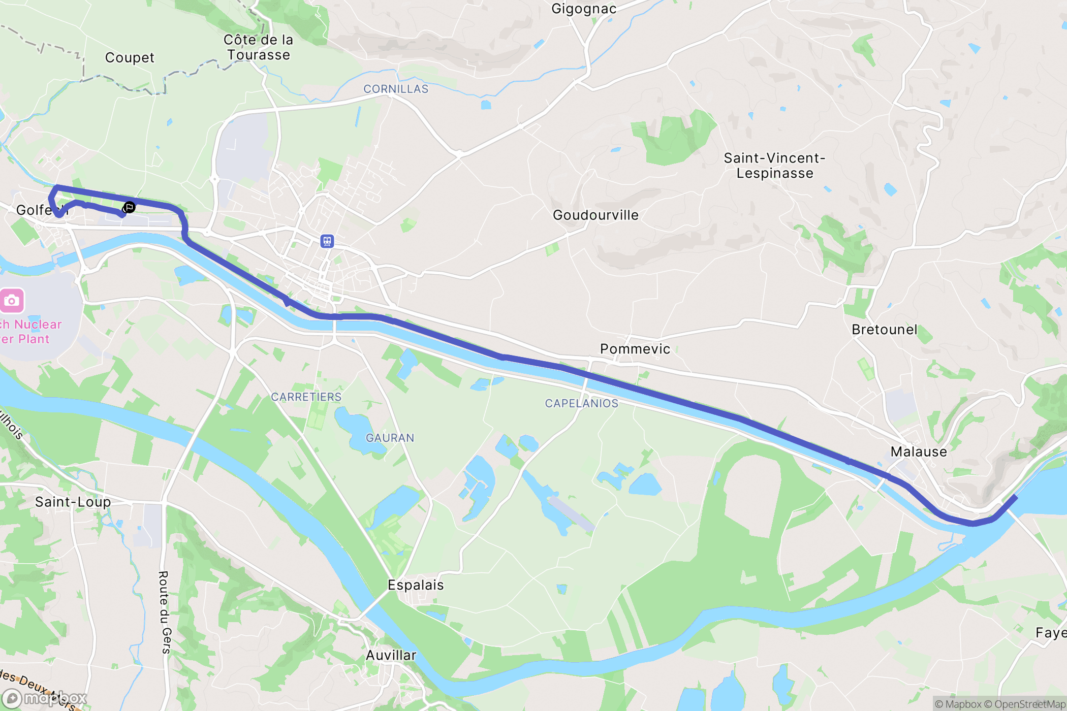 Golfech : carte du parcours de randonnée - France