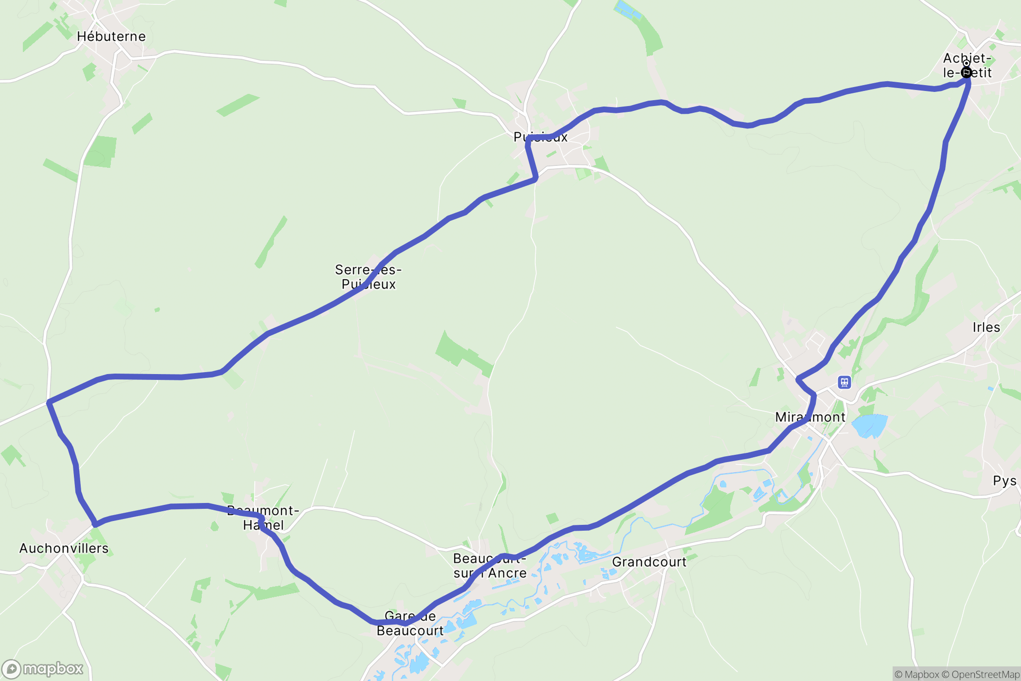 Achiet-le-Petit : carte du parcours de randonnée - France