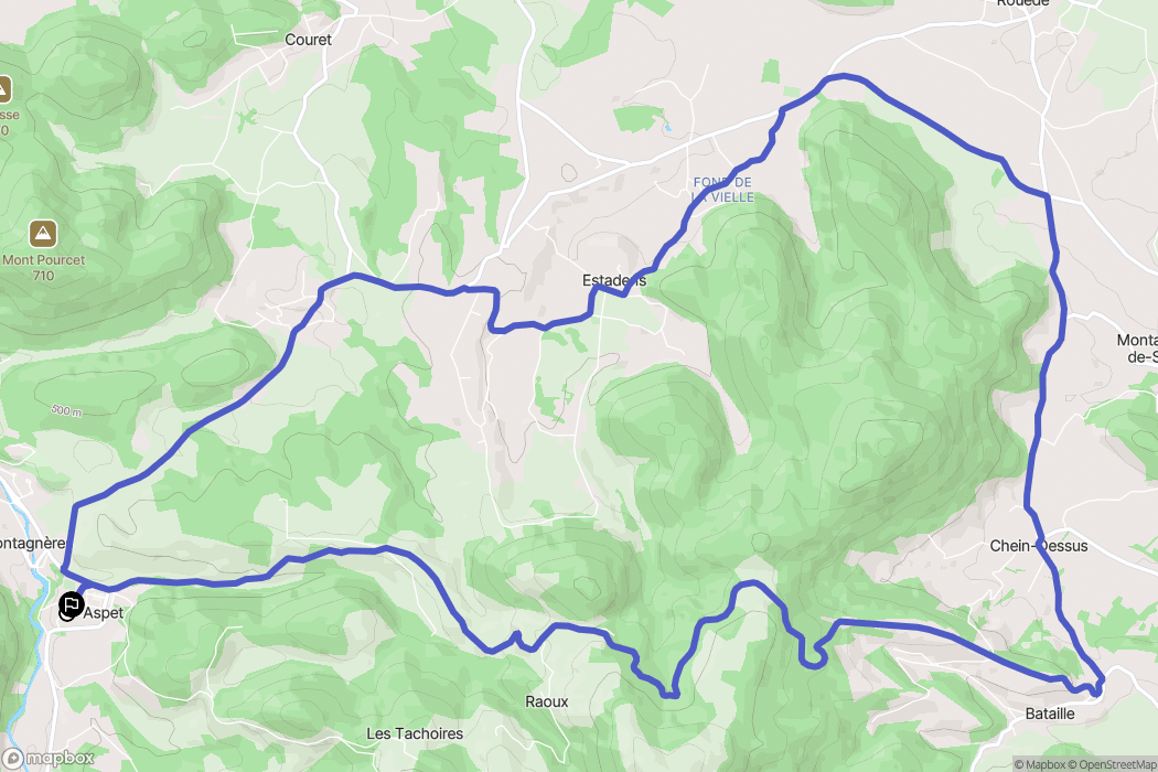 Aspet : carte du parcours de randonnée - France