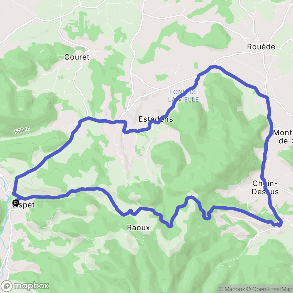 Aspet : carte du parcours de randonnée - France