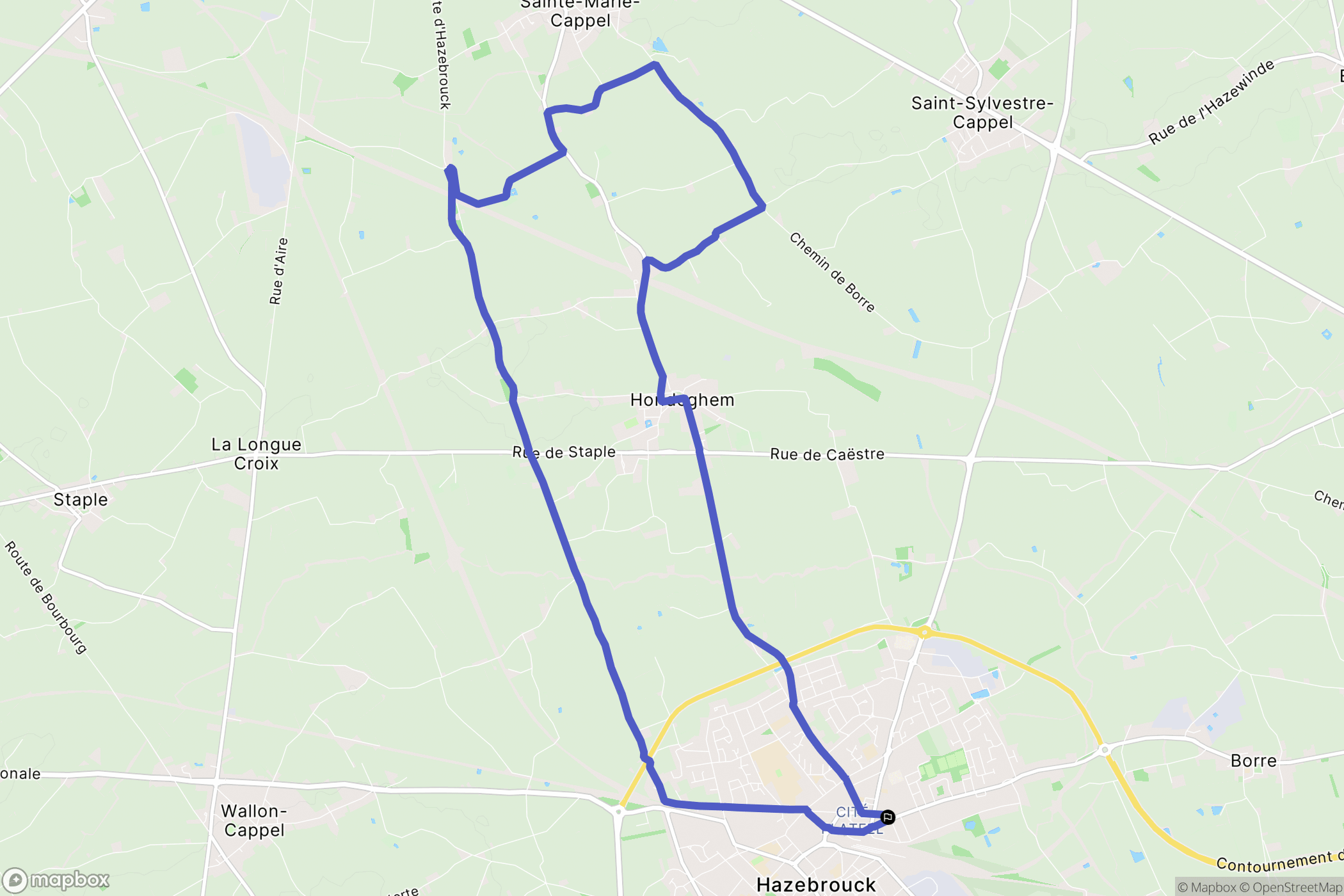 Hazebrouck : carte du parcours de randonnée - France