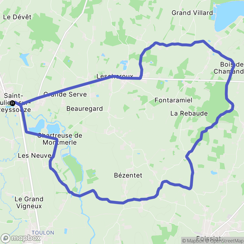 Saint-Julien-sur-Reyssouze : carte du parcours de randonnée - France