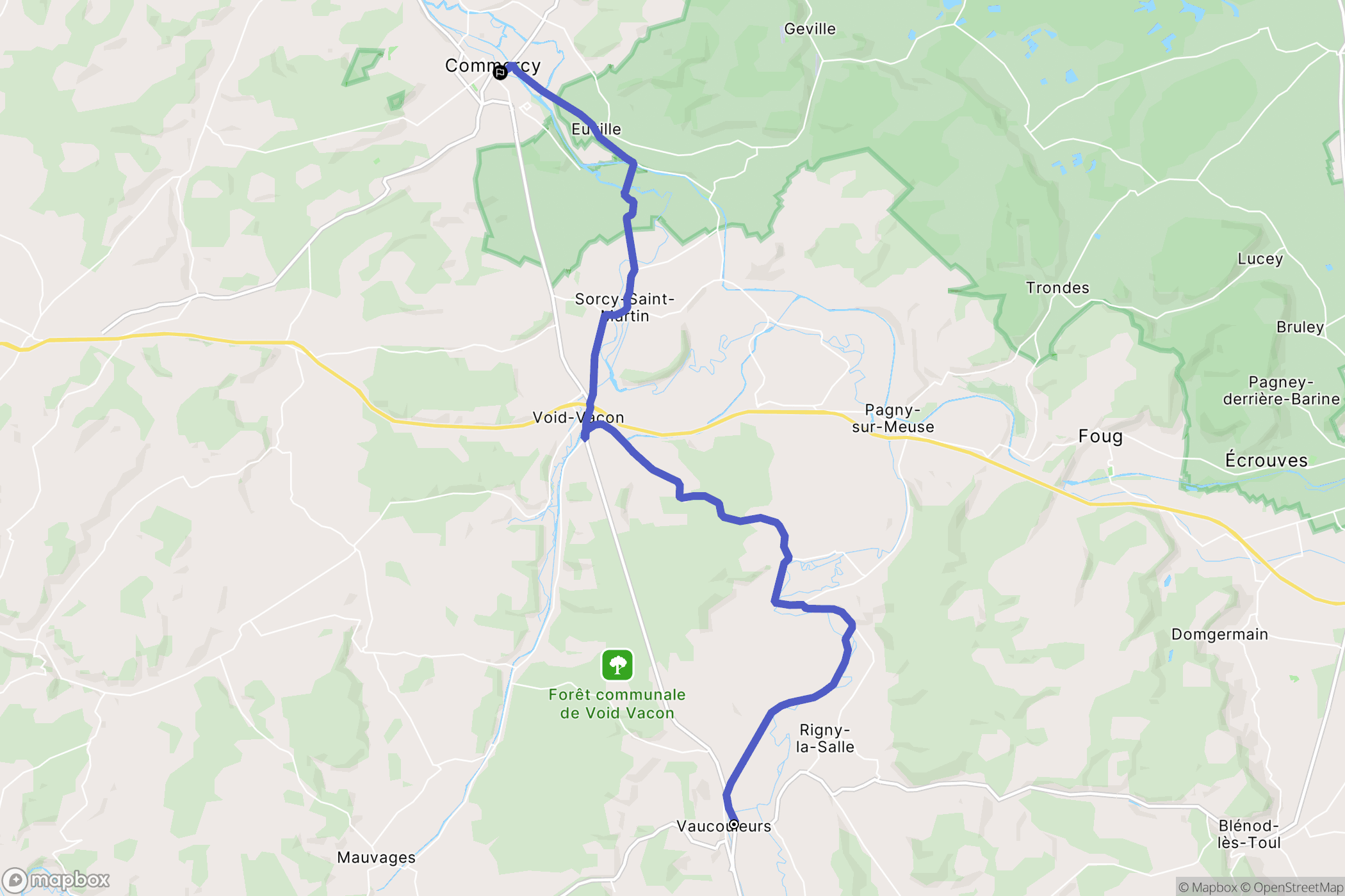 Vaucouleurs : carte du parcours de randonnée - France