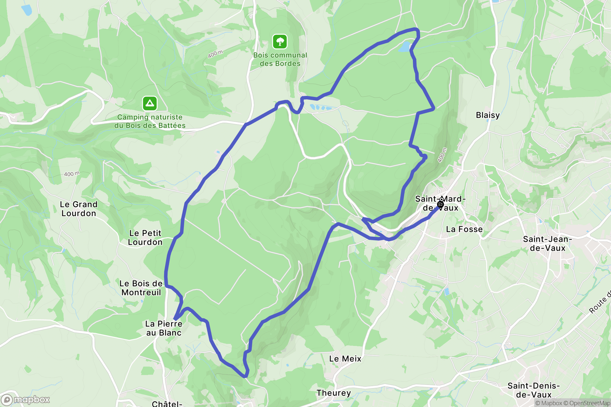 Saint-Mard-de-Vaux : carte du parcours de randonnée - France