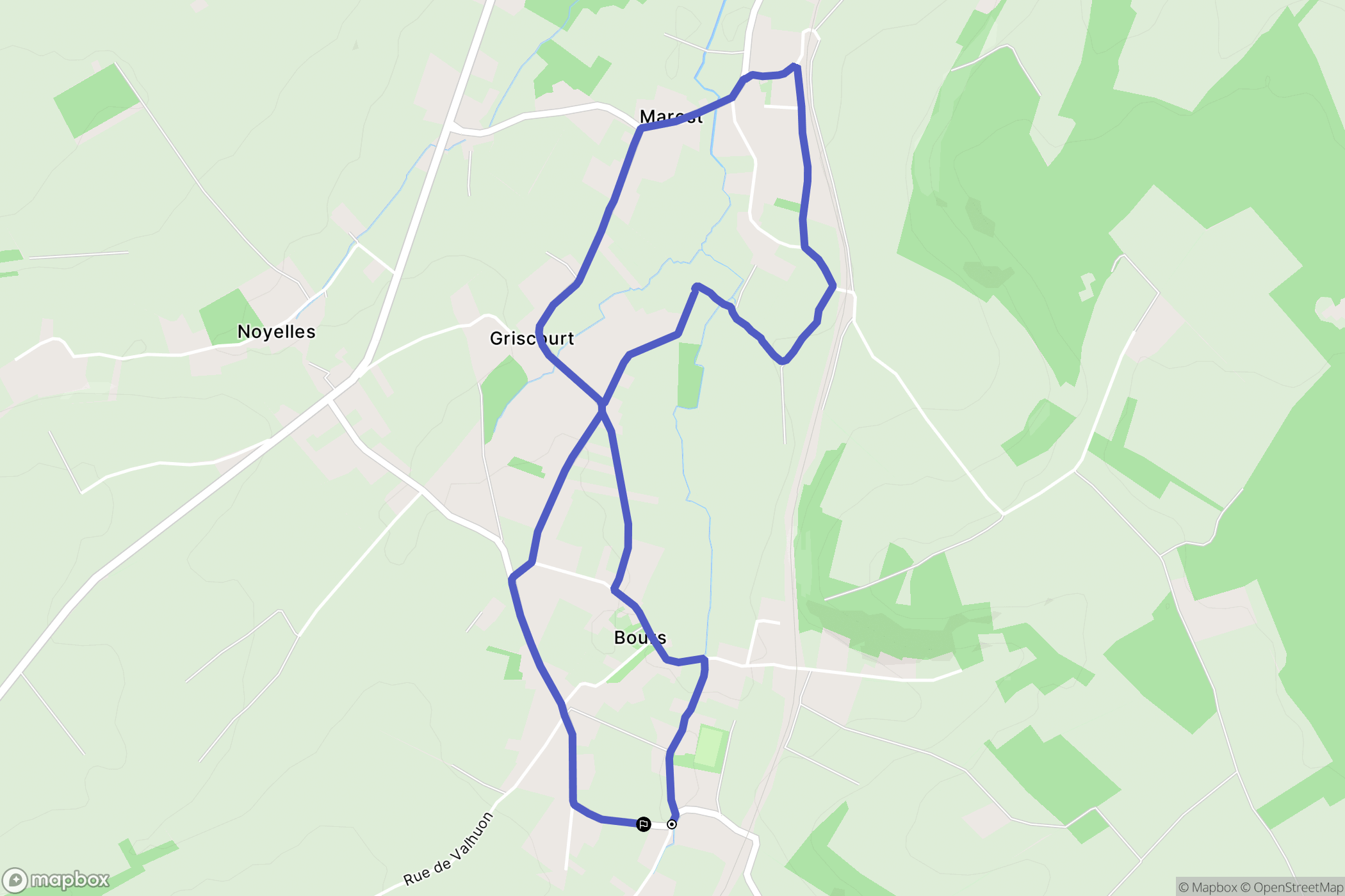 Bours : carte du parcours de randonnée - France