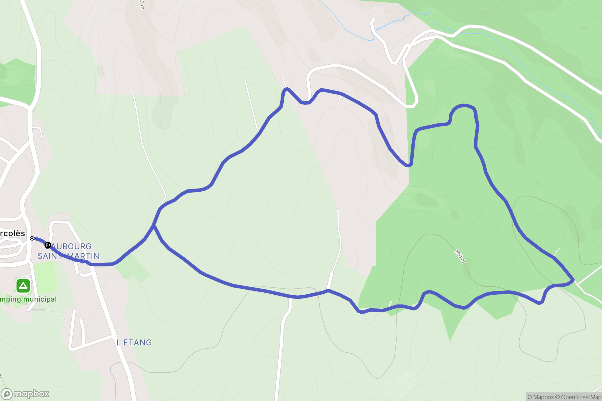 Marcolès : carte du parcours de randonnée - France
