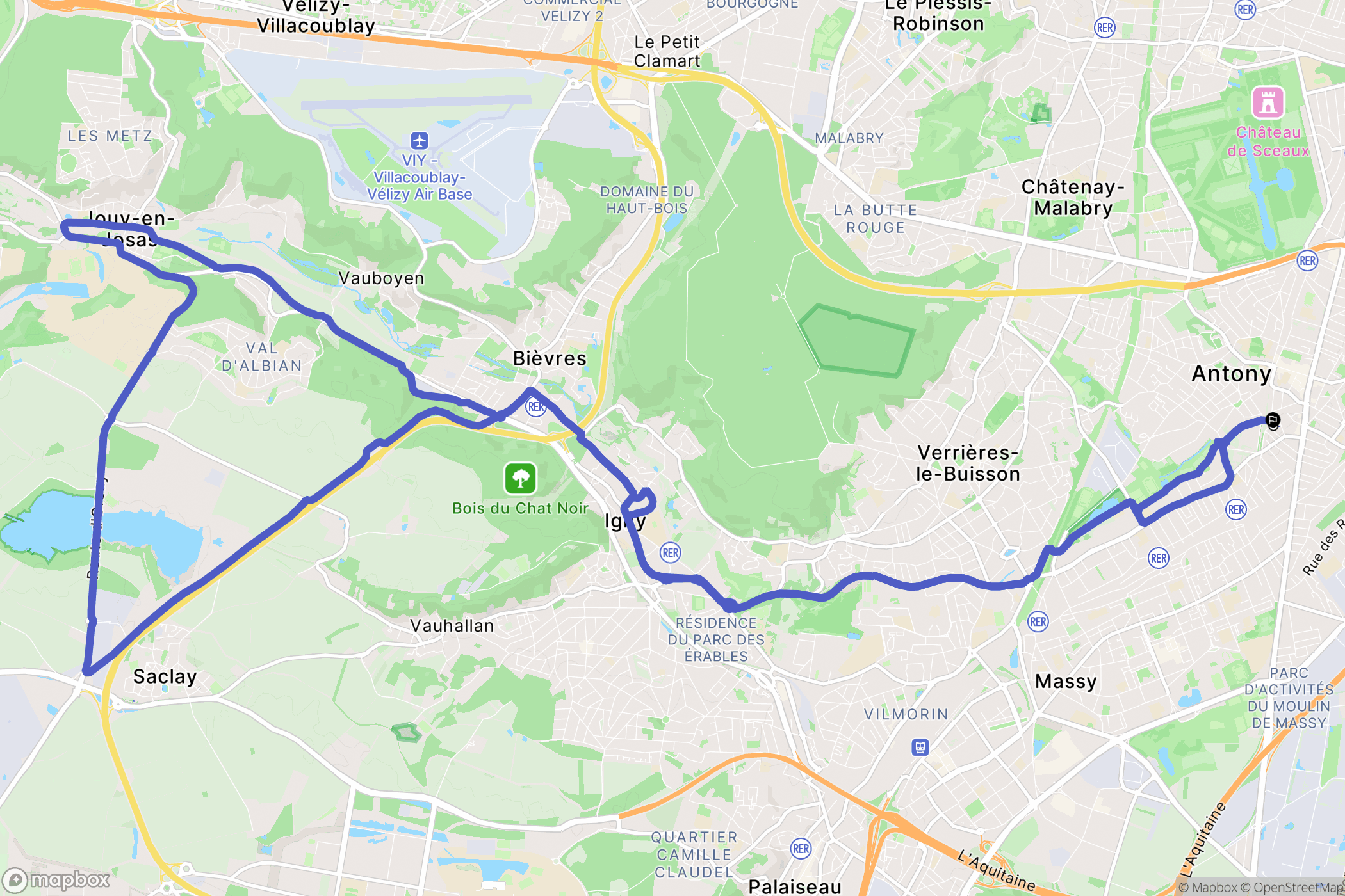 Antony : carte du parcours de randonnée - France