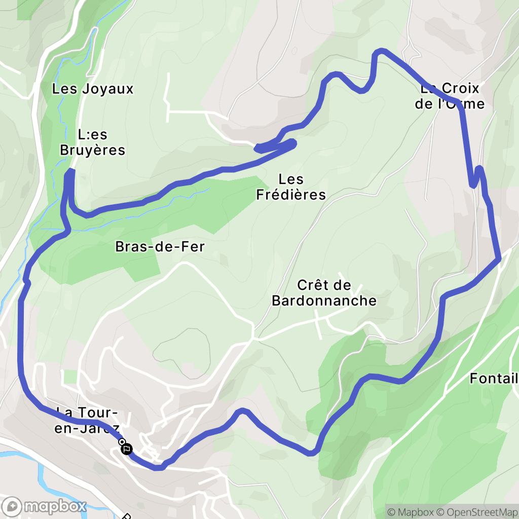 La Tour-en-Jarez : carte du parcours de randonnée - France