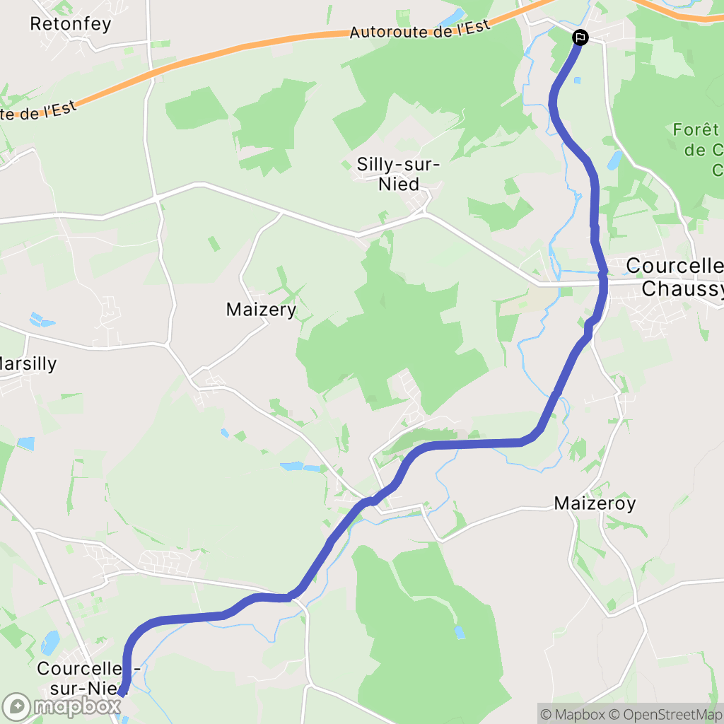 Courcelles-Chaussy : carte du parcours de randonnée - France