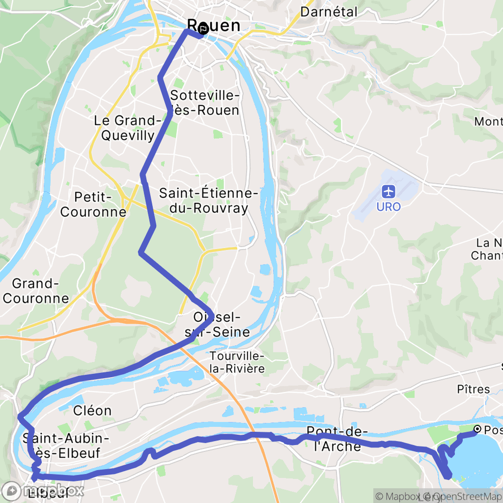 Poses : carte du parcours de randonnée - France