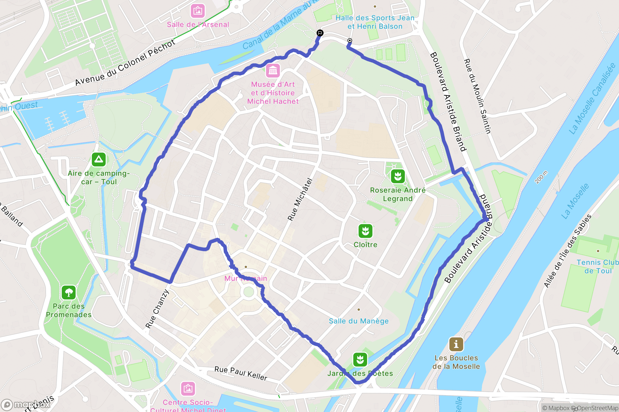 Toul : carte du parcours de randonnée - France