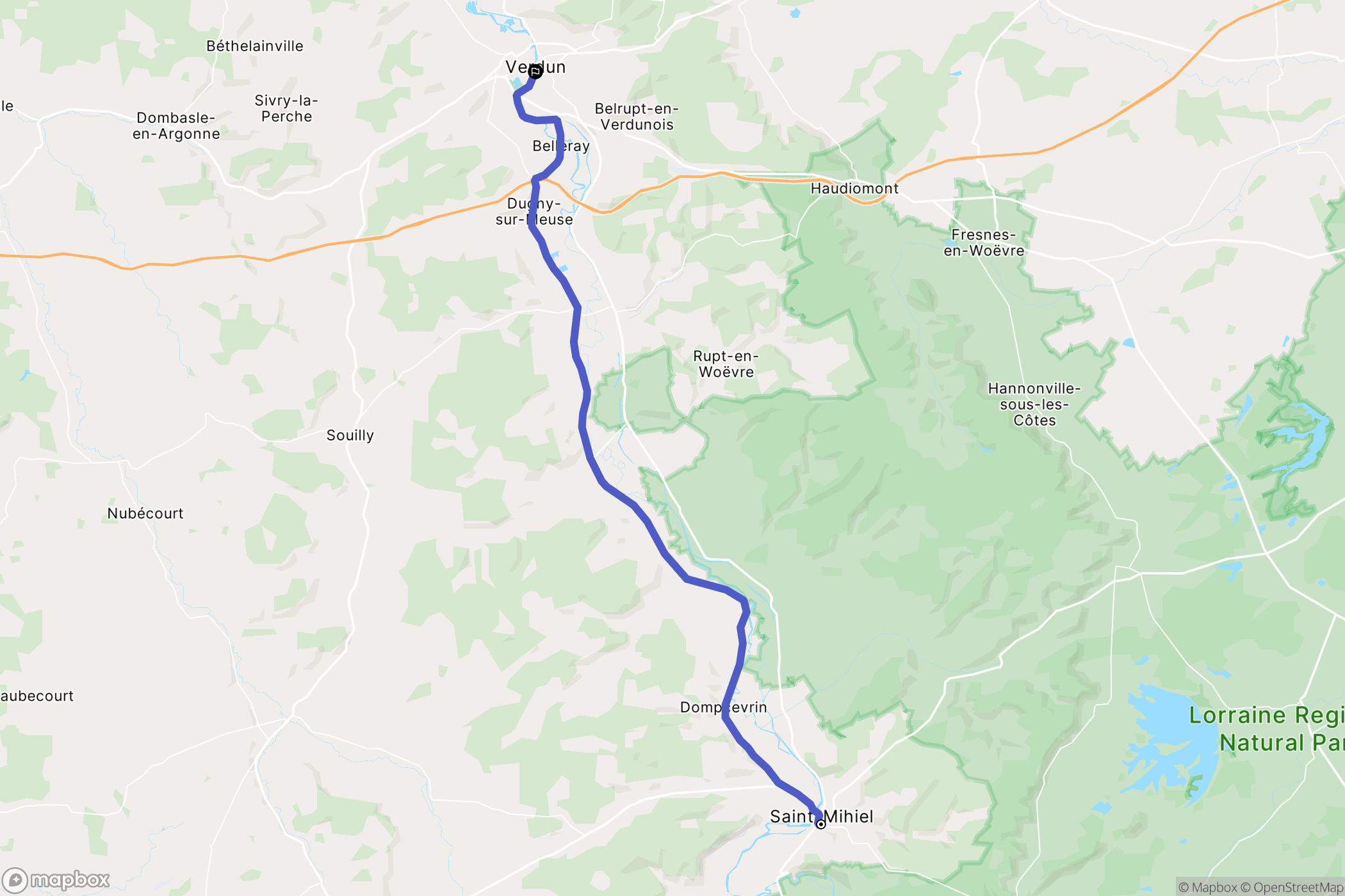 Saint-Mihiel : carte du parcours de randonnée - France
