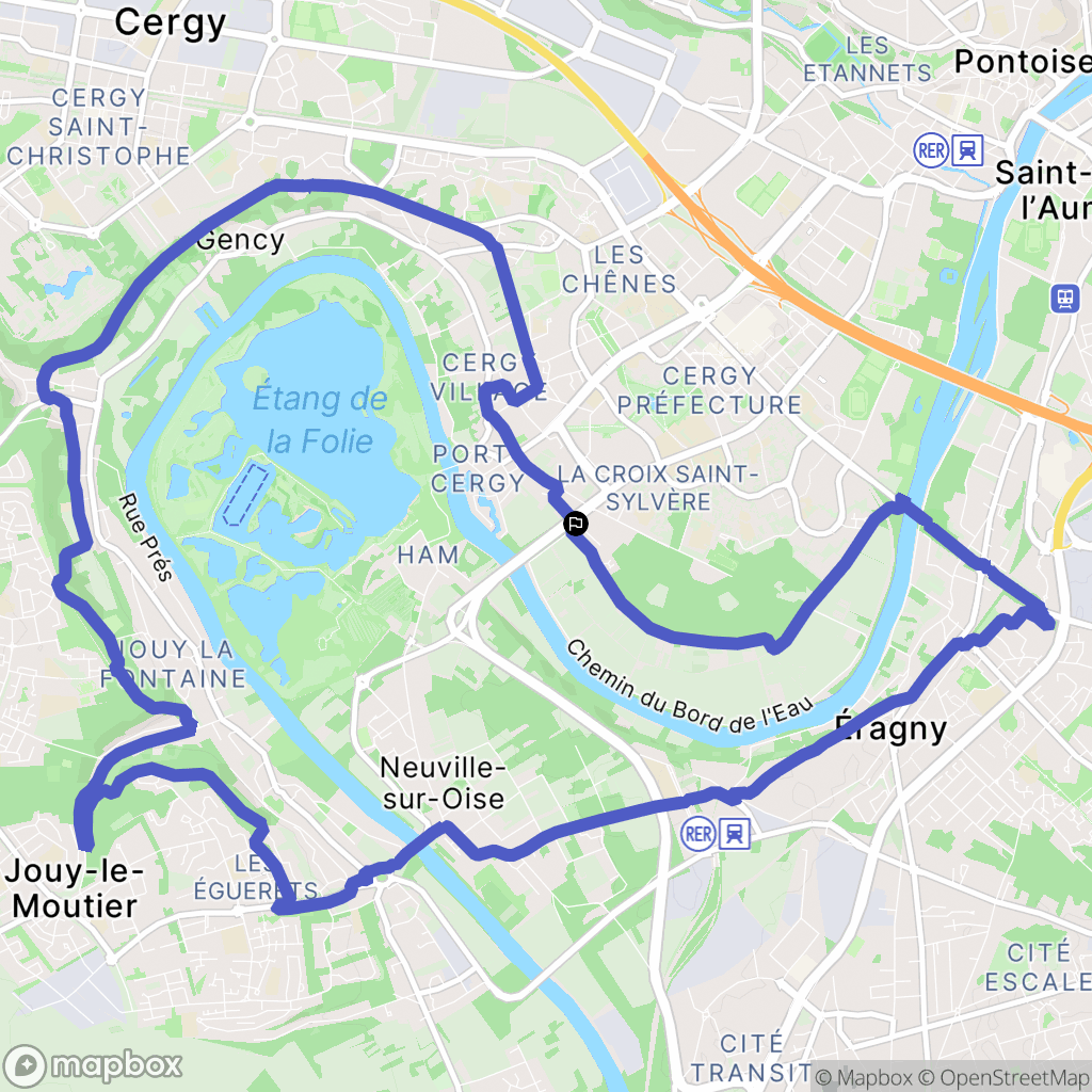 Cergy : carte du parcours de randonnée - France