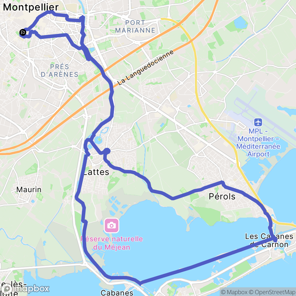 Montpellier : carte du parcours de randonnée - France
