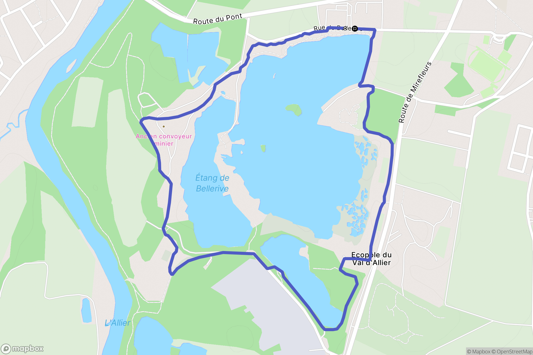 Pérignat-sur-Allier : carte du parcours de randonnée - France