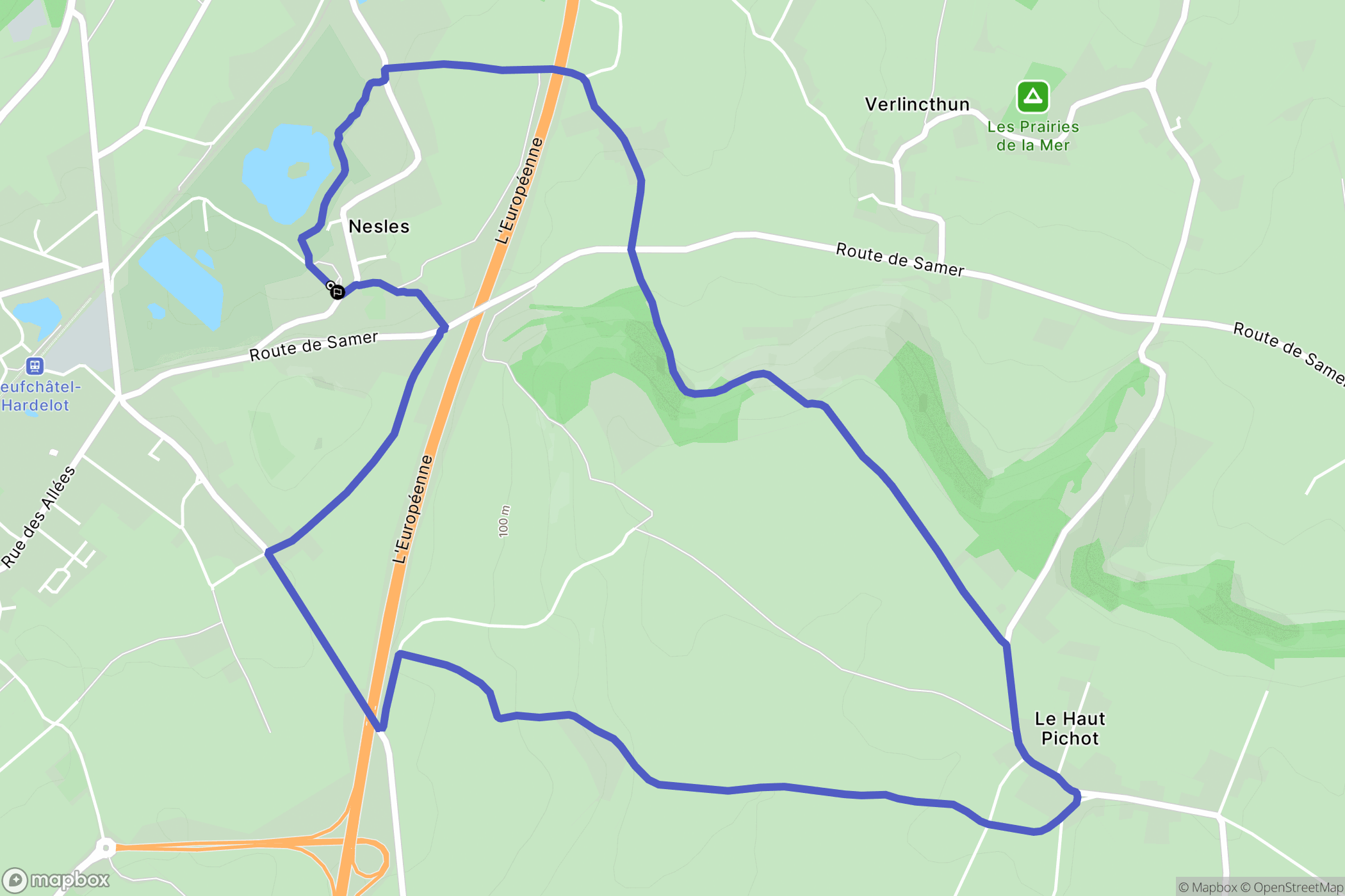 Nesles : carte du parcours de randonnée - France