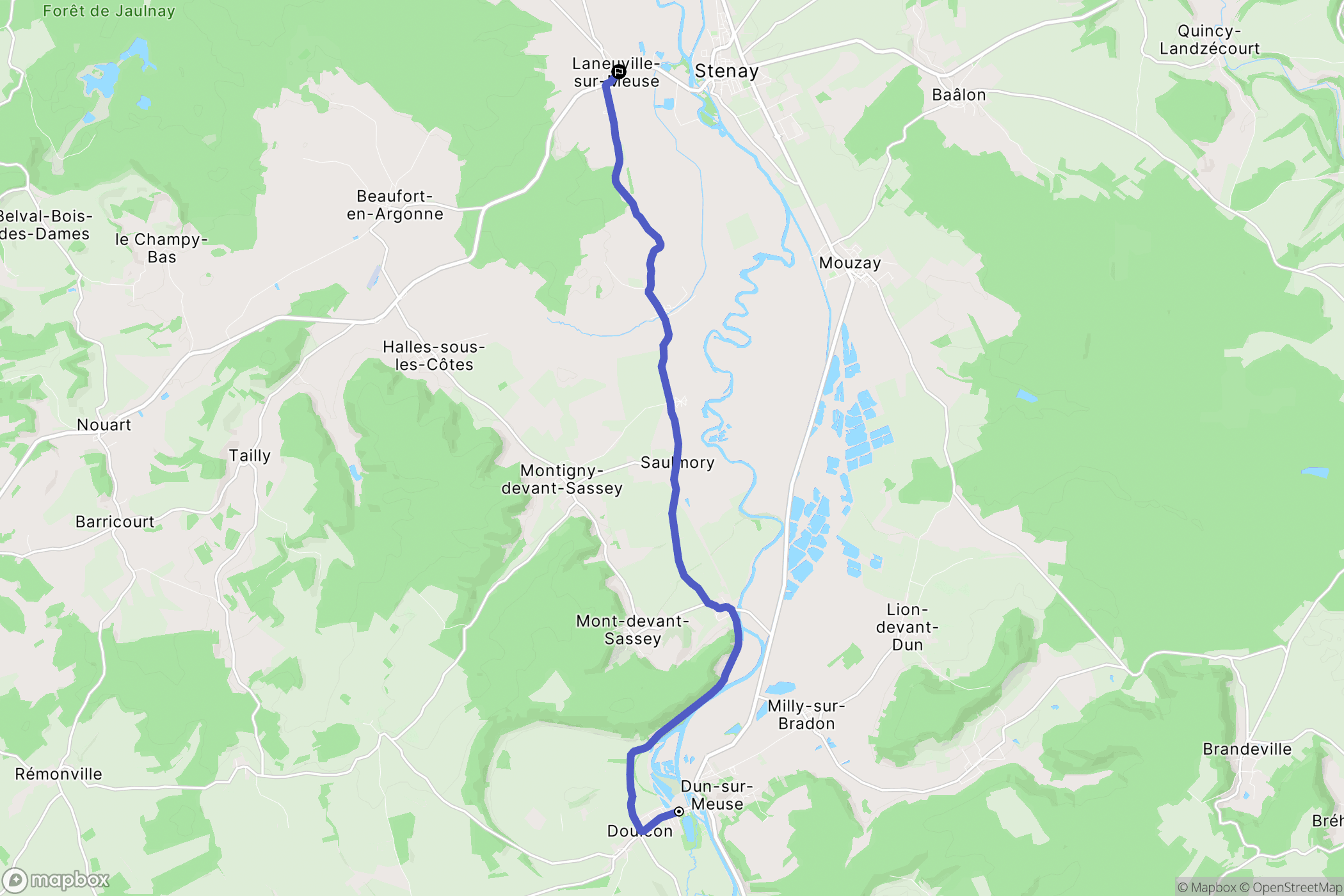 Doulcon : carte du parcours de randonnée - France